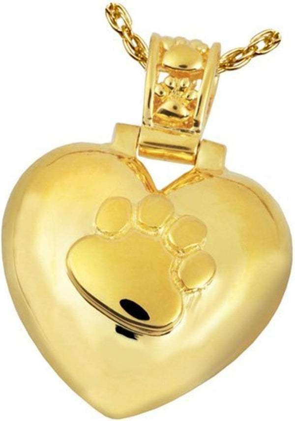 Heart with Paw Print Pet Jewelry - 14K GoldSilver Plating