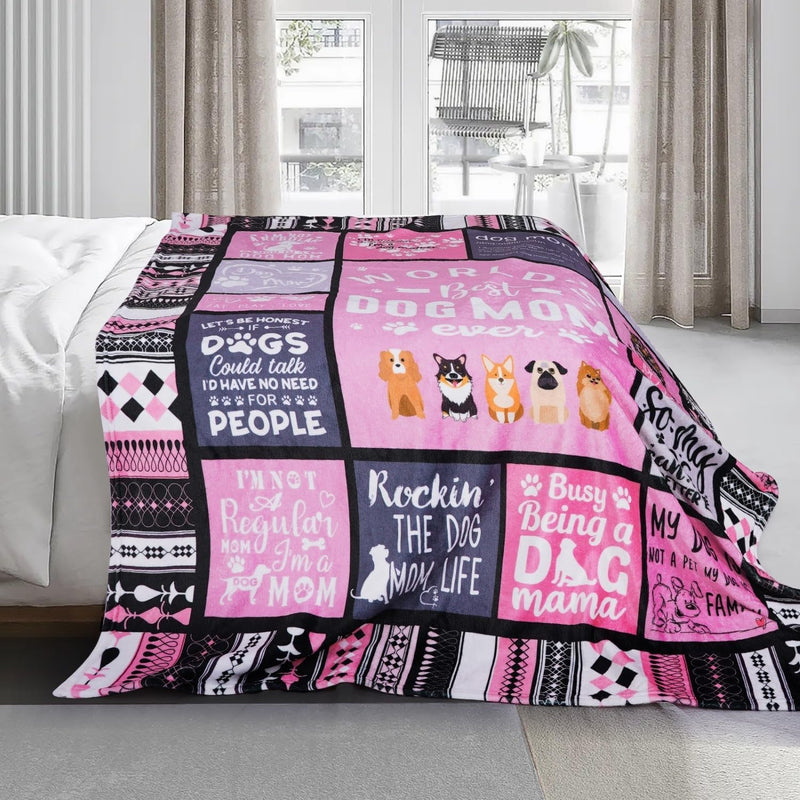 Worlds Best Dog Mom Blanket - 50x60 Fun Dog Lover Gift for Womens Birthday