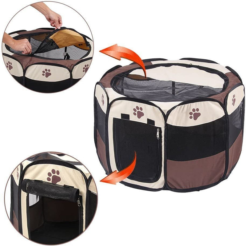 Portable Foldable Pet Playpen - Oxford Cloth - 28X28X18