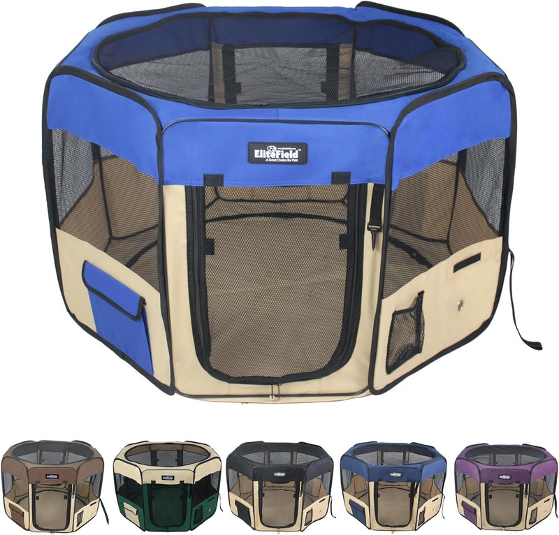 Elitefield Soft Pet Playpen - 2 Door - 2 Year Warranty - Multiple Sizes  Colors - 48x48x32