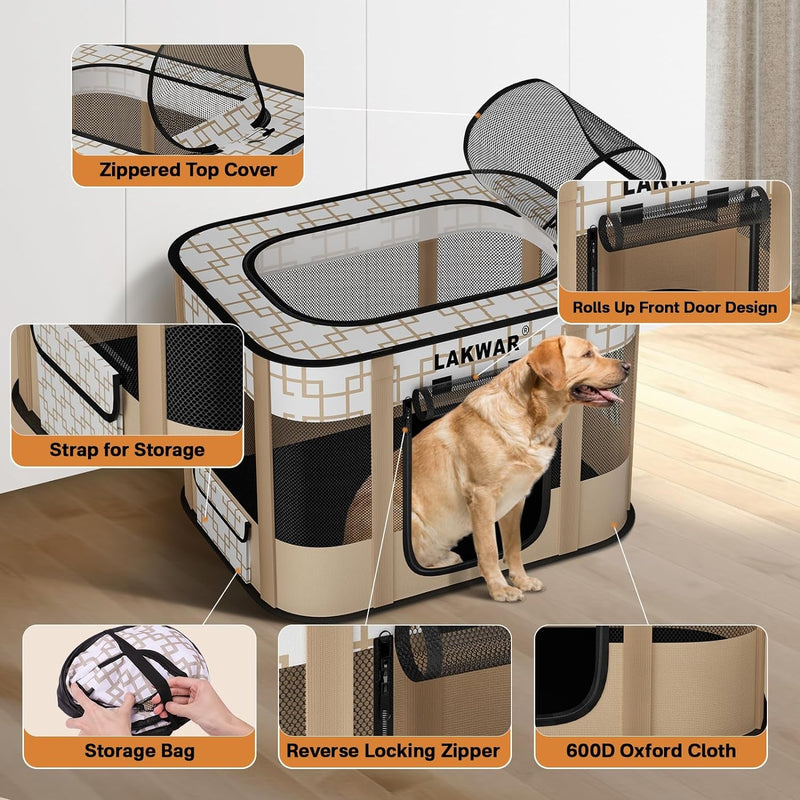 Portable Foldable Dog Playpen - IndoorOutdoor Pet Pen for Small Animals - Great for Travel and Camping - Carrying Case Included