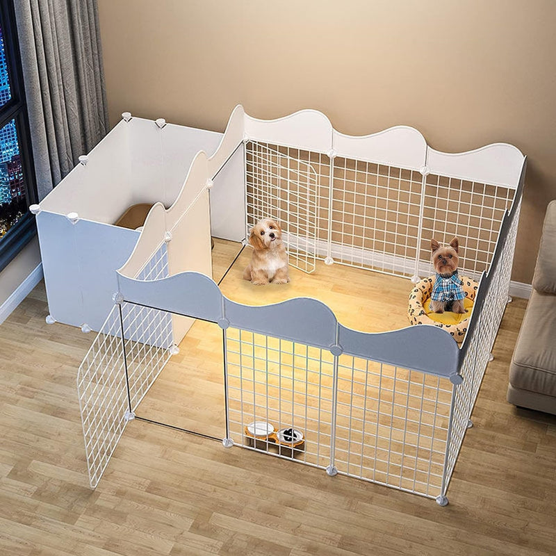 charsPet Playpen - Indoor Small Animal Exercise Pen with Door and Metal Wire Fence