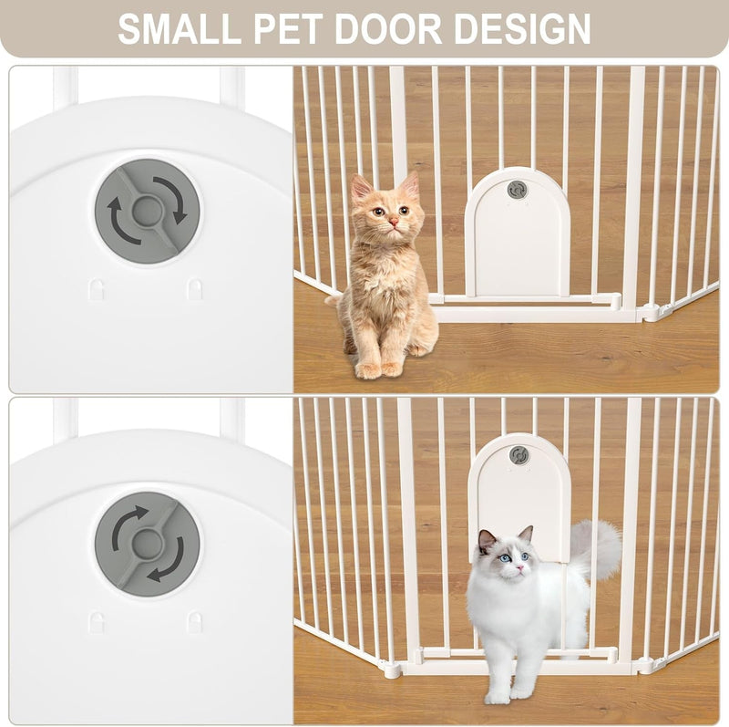 Ownpets Dog Playpen with Cat Door Foldable Heavy Duty Metal Fence - Includes Top Cover