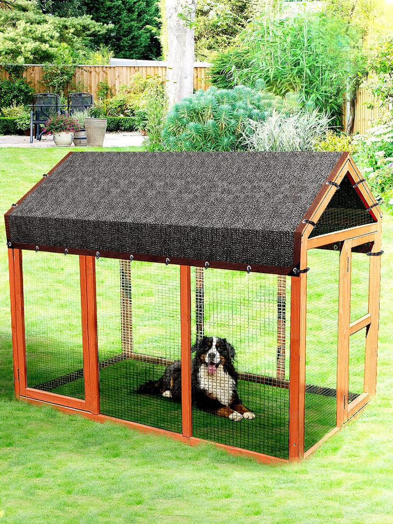 High Density Dog Kennel Shade Cover - 10 X 13Ft Mesh Sunblock Panel with Rope