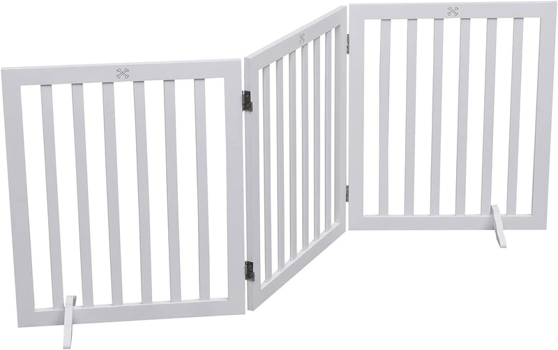 Wooden Freestanding Pet Gate - Foldable Fence for Dogs - 3 Panel 236 - White