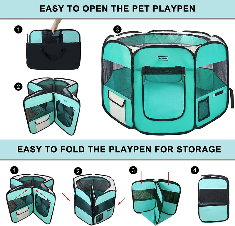 Foldable Pet Playpen with Carry Case for IndoorOutdoor Use and Travel