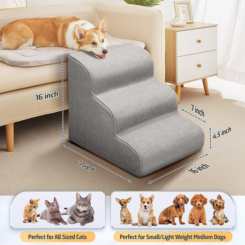 Gimars Dog Stairs for High Beds - Extra Wide 30D Foam with Non-Slip Cover