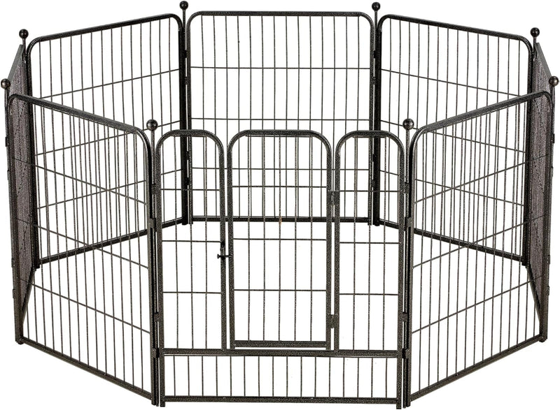 Metal Dog Playpen 8 Panel Exercise Pen for SmallMedium Dogs - 32 Height Door OutdoorIndoor Black