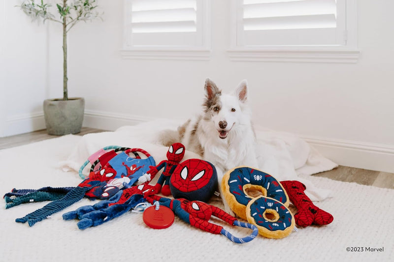 Zippypaws Marvel Rope Gliderz - Durable Outdoor Dog Toy, Pet Flying Disc, Soft Frisbee Dog Toy for Throwing & Fetching - Spider-Man