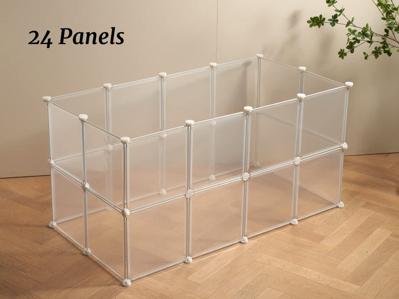 Transparent Animal Playpen - Small Pet Cage - for Guinea Pigs Dogs and Rabbits - 12 x 12 Panels