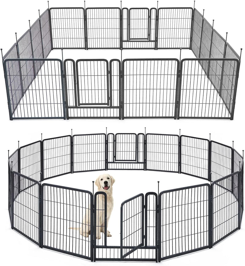 TMEE 816 Panel Outdoor Dog Playpen with Gates for LargeMediumSmall Dogs - 40 Inch Height - RV Camping Yard - 16 Pieces