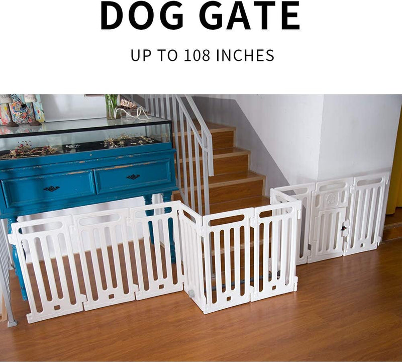 White Transformable Playpen  Fence with Waterproof Cover  Mat - Pet Cage  Gate 9 Panels  Lockable Door - VF-001