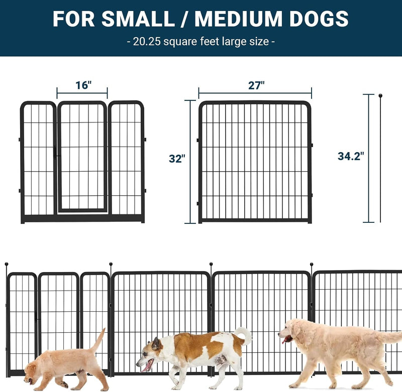 32 Heavy Duty Dog Playpen - IndoorOutdoor Use - 8 Panels - 32 Height - for Puppies and Small Dogs