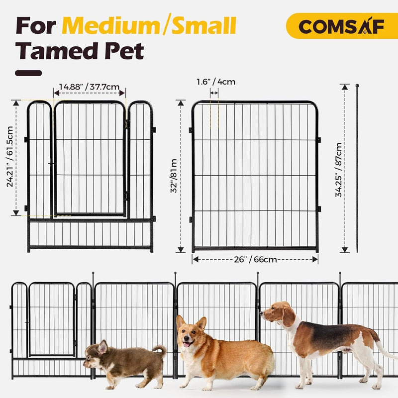 Comsaf Dog Playpen - 32 Height - 8 Panels - Metal Fence - Portable  Easy-Carry - OutdoorIndoor Pet Pen for LargeMediumSmall Dogs