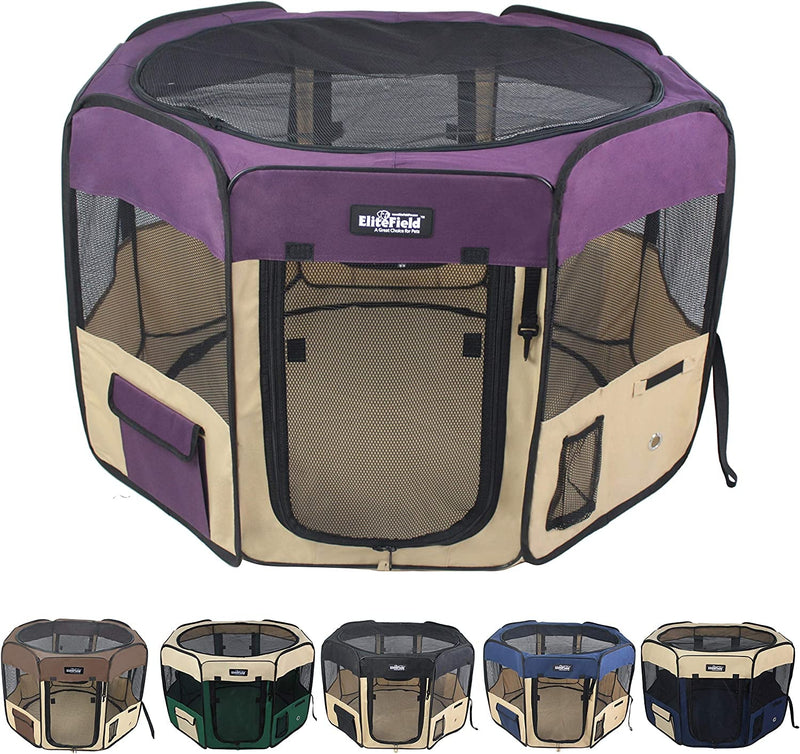 Elitefield Soft Pet Playpen - 2 Door - 2 Year Warranty - Multiple Sizes  Colors - 48x48x32