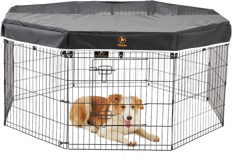 Octagon Dog Playpen Bottom Pad and Top Cover - 24 Inch Black