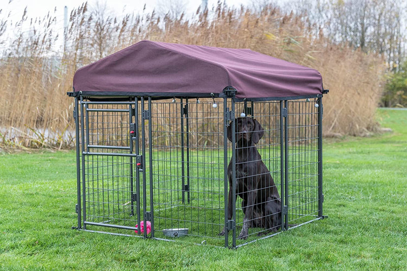 TRIXIE Deluxe Outdoor Dog Kennel - Portable  Expandable - Heavy Duty - Lockable  Foldable - Easy to Store - Medium