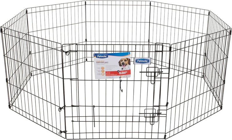 Petmate 8-Panel Exercise Pen with Step-Through Door - 30x24 Black