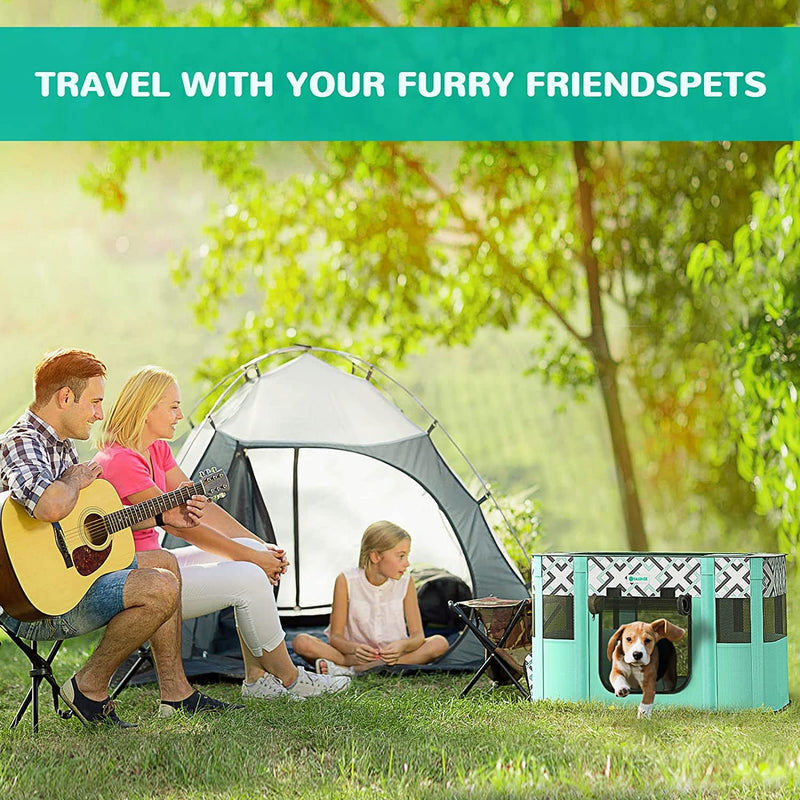 Portable Pet Playpen for Small Animals Foldable Tent Kennel with Free Carry Case 600D Oxford