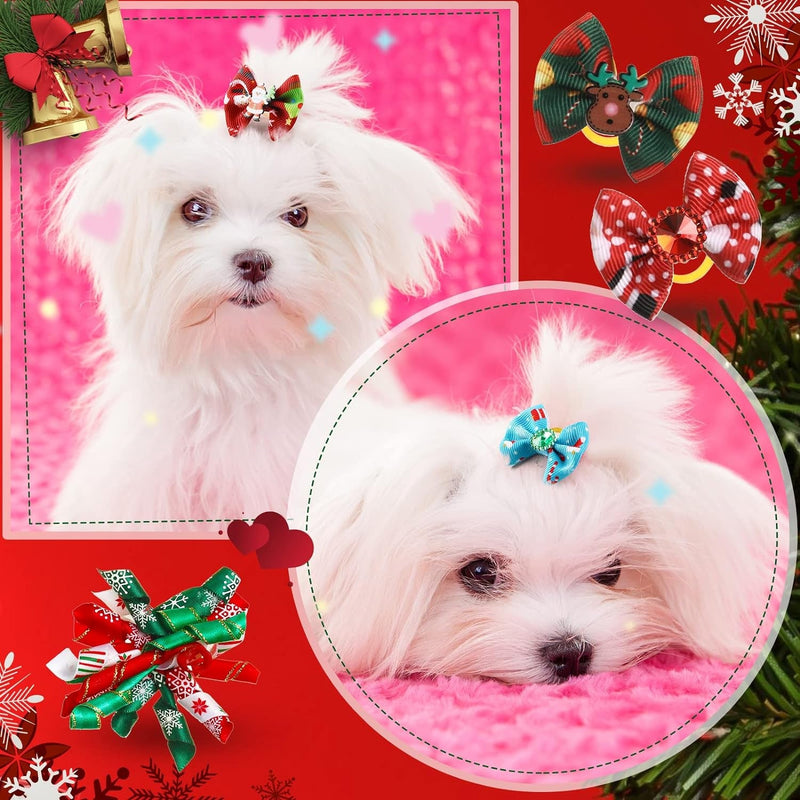 Holiday Dog Hair Bows - Santa Print Pack of 50