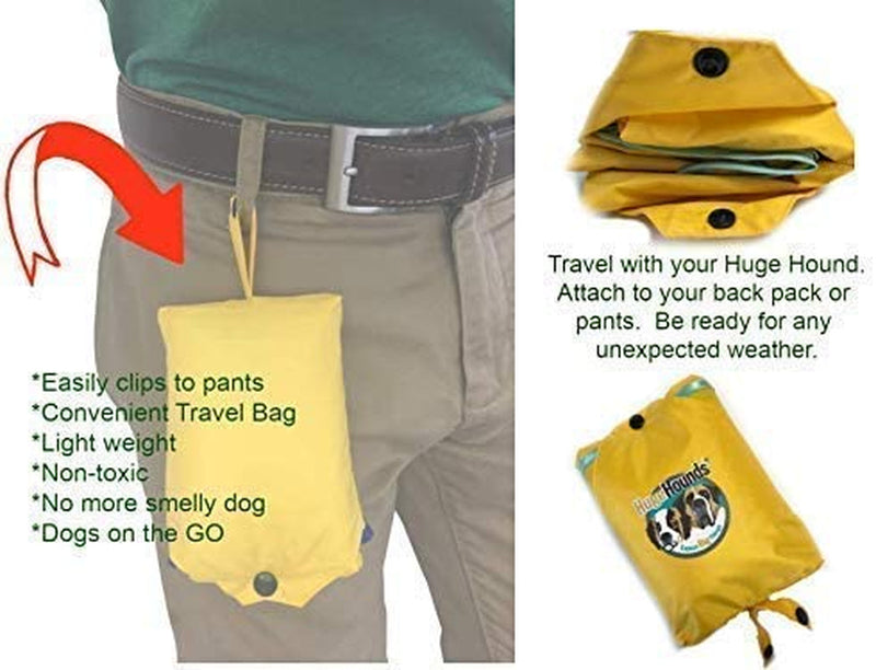 XL Yellow Dog Raincoat with Half Hood  Carry Bag - Waterproof
