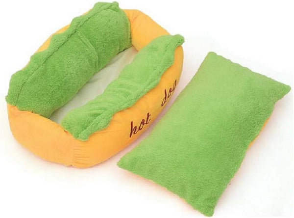 Hot Dog Design Pet Bed - Soft Removable  Washable Mat for Small Dogs