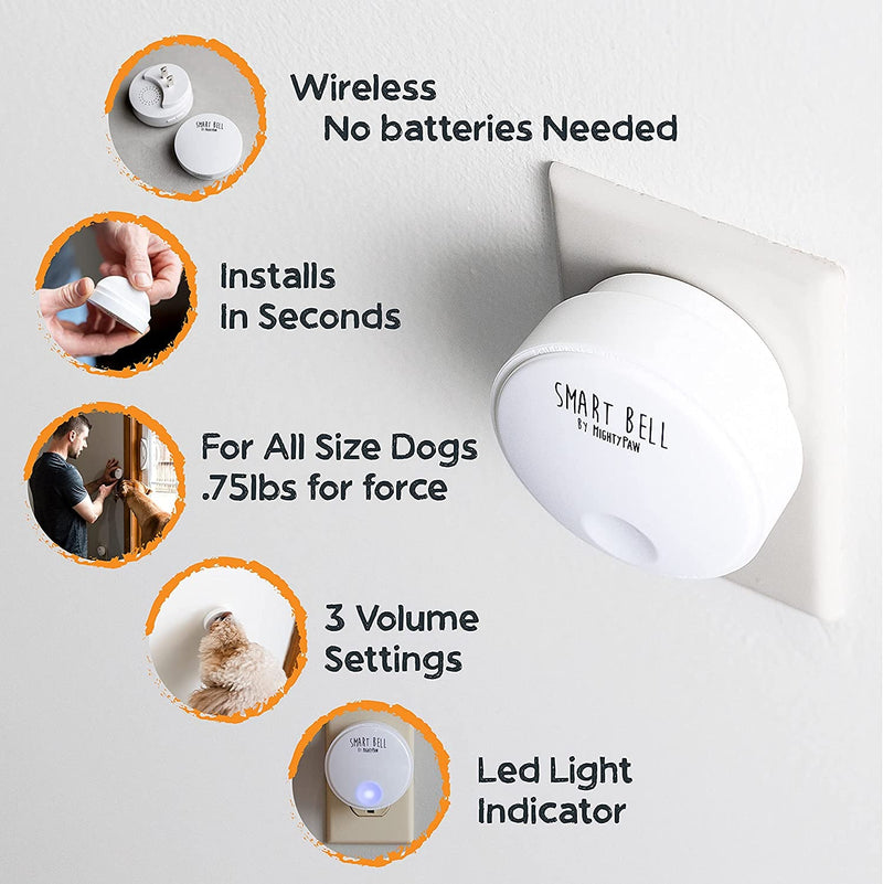 Wireless Dog Bell and Treat Bundle - Mighty Paw Smart Bell 20  Yak Cheese Training Crackers 1 Activator