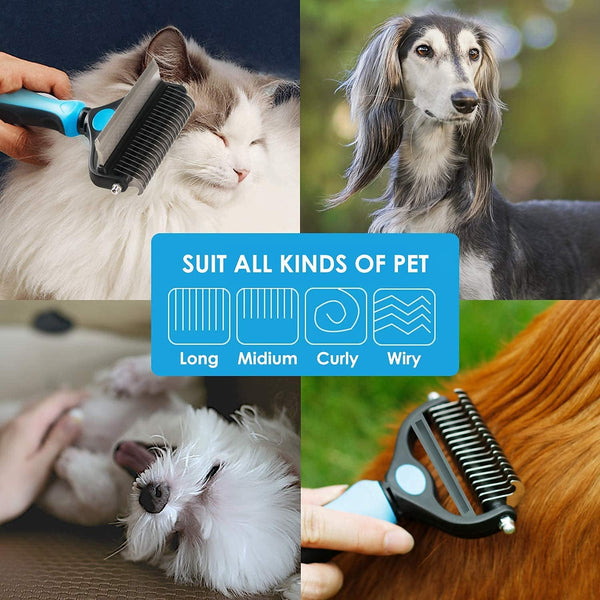 IFAN Professional 2-In-1 Pet Comb Cat Brush Dog Brush Grooming Comb Dog Grooming Comb Remove Fleas & Knot-Open & Carding & Flying Hair Removing Tools for Long & Short Hairs Dogs & Cats (22+87Tooth)