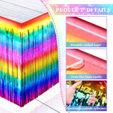 2 Pack 31 x 118 Inch Rainbow Tie Dye Tinsel Table Skirts Metallic Foil Fringe Tablecloth Colorful Self Adhesive Table Skirt for Tie Dye Party Supplies Table Decorations (2 Pack)