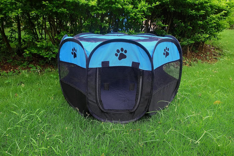 chars Portable Pet Playpen for DogsCatsRabbits - Foldable IndoorOutdoor Use - S287 X 287 X 16 Blue