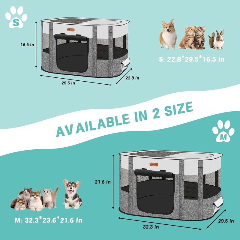 Foldable Pet Playpen for Indoors and Travel with Carrying Case - Cat and Dog Cage for Indoor and Outdoor Use