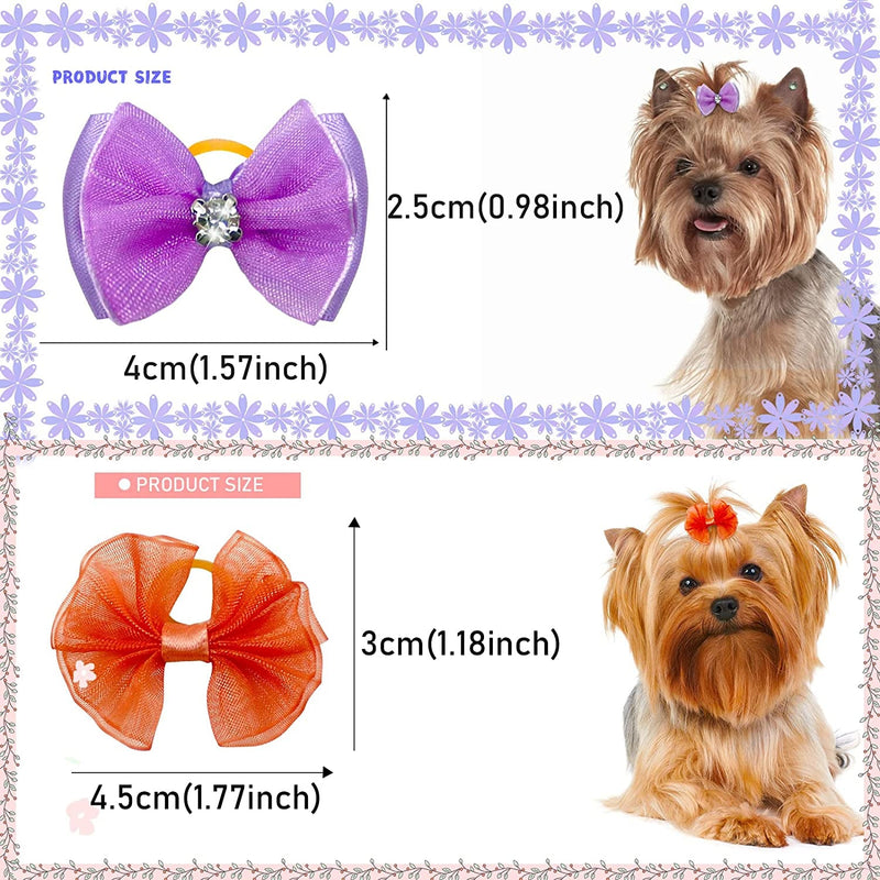 60pcs Pet Hair Bows with Rubber Bands and Drills
