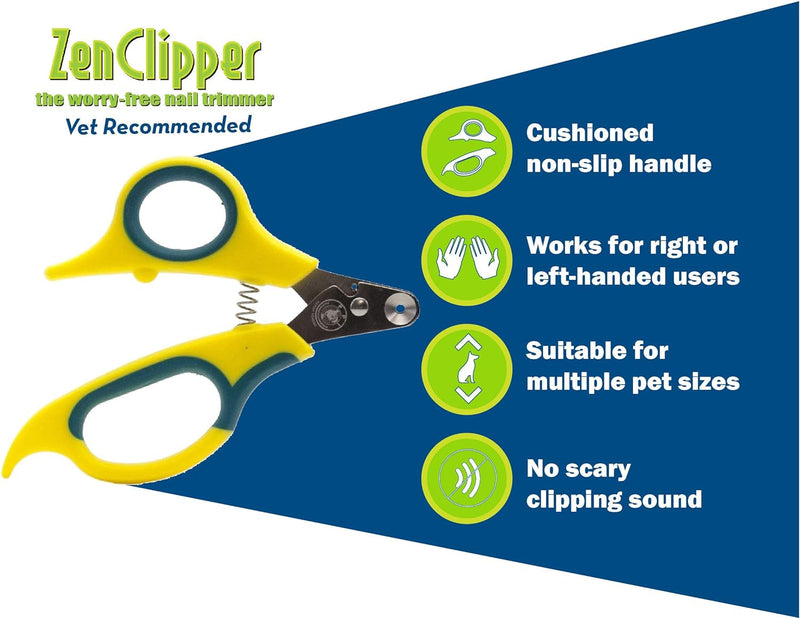 Zen Clipper Pet Nail Clipper for Cats – Cat Nail Clipper for Safer Cat Grooming and Nail Care - Clean, Quiet, and Easy-To-Use Stainless Steel Cat Claw Trimmer - (2.5Mm Hole)
