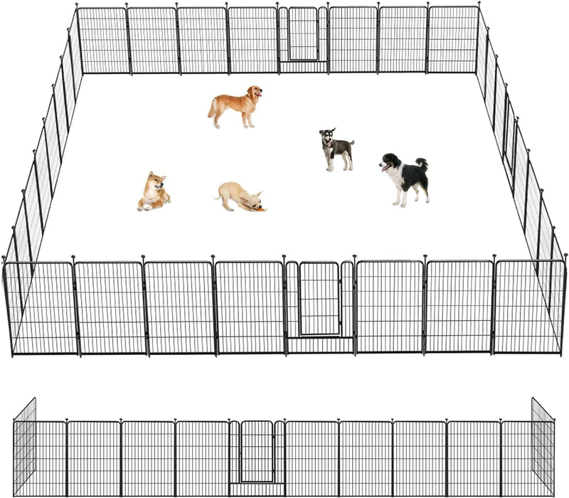 Heavy Duty Outdoor Dog Playpen with Gates - Metal Foldable 8 Panel Fence for LargeMediumSmall Pets - Portable and Ideal for RV Camping and Yard Use