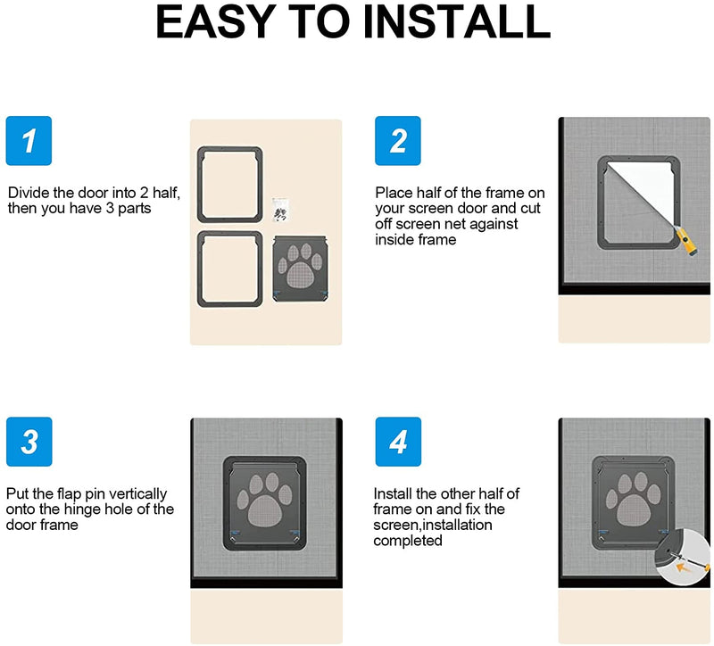 Ownpets Pet Screen Door Lockable Magnetic Flap Screen Door for Small Pets