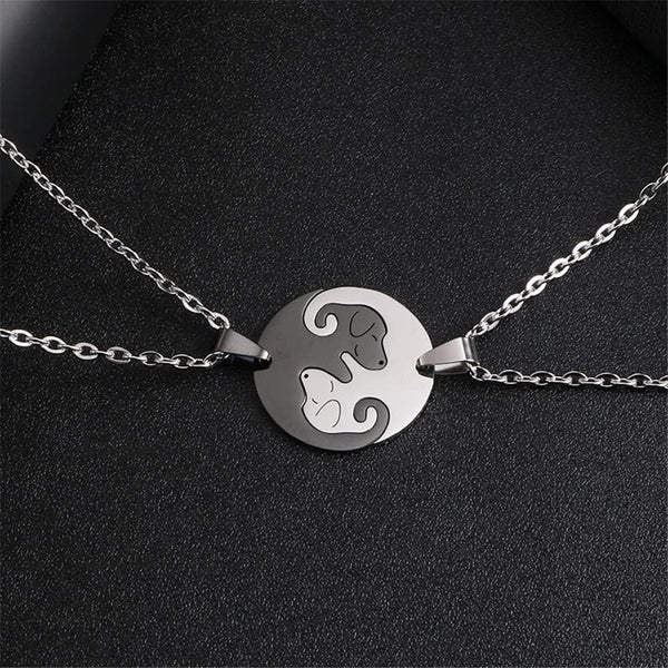 Yin Yang Dog Puzzle Necklace Set - Matching Animal Pet Jewelry for Couples