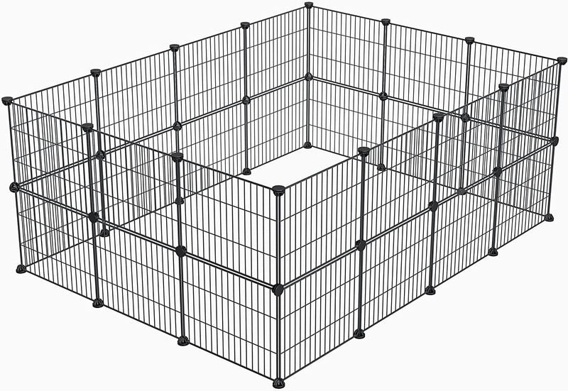 Small Animal Playpen - Portable Metal Wire Fence 15x12 12 Panels in Black