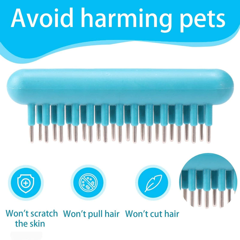 Grooming Pet Hair Brush Cat Dog Undercoat Rake Deshedding Brush for Removes Loose Knots,Mats and Tangled Hair,2Pcs,Blue