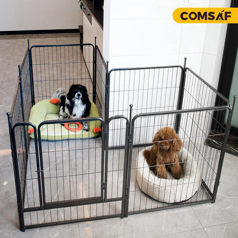 Comsaf Dog Playpen - 32 Height - 8 Panels - Metal Fence - Portable  Easy-Carry - OutdoorIndoor Pet Pen for LargeMediumSmall Dogs