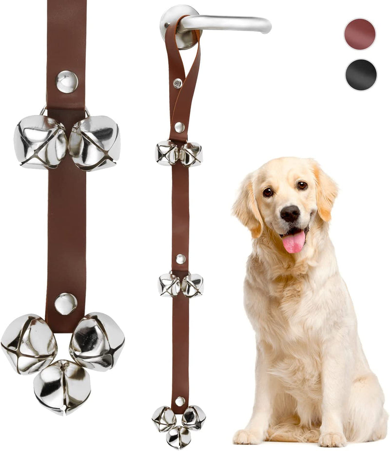 Leather Dog Doorbells for Training and Communication - Brown