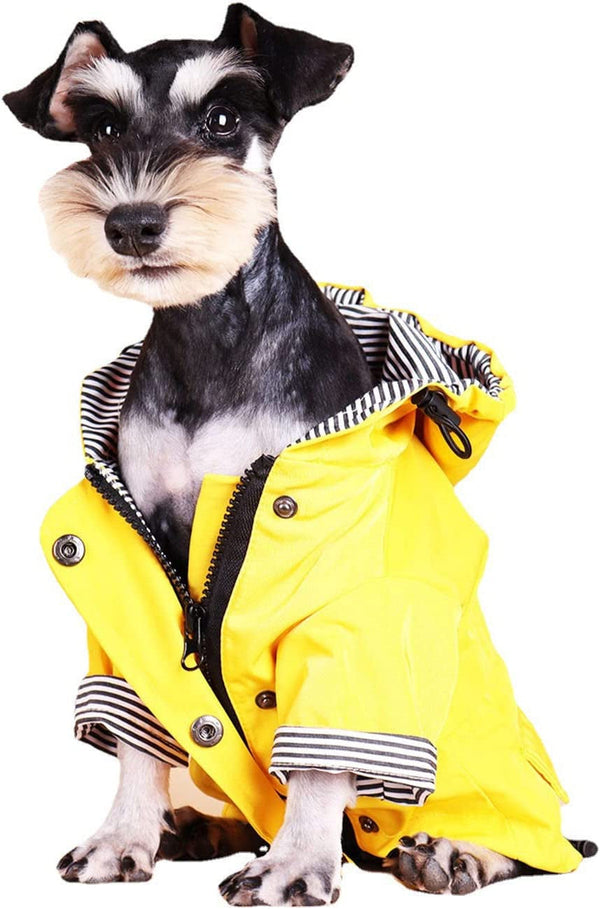 X-Large Yellow Dog Raincoat with Zip Hoodie - Water Resistant and Stylish