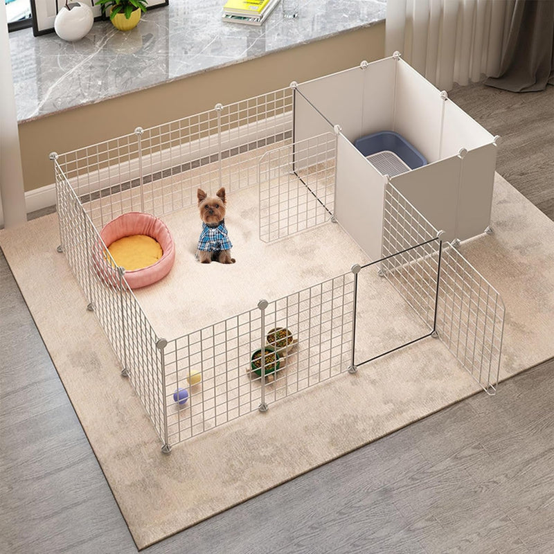 Indoor Portable Dog Playpen with Door - 14 Panels Metal Wire for Small Animals Black