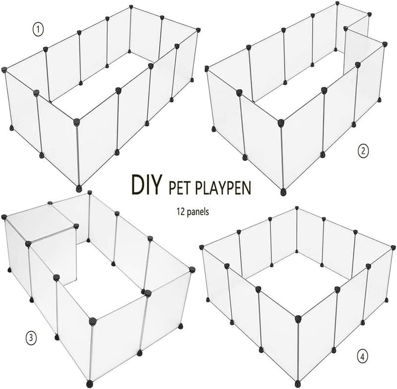 Small Pet Playpen for Dogs Cats and Small Animals - Portable Resin Yard Fence with 12 Panels - IndoorOutdoor Use