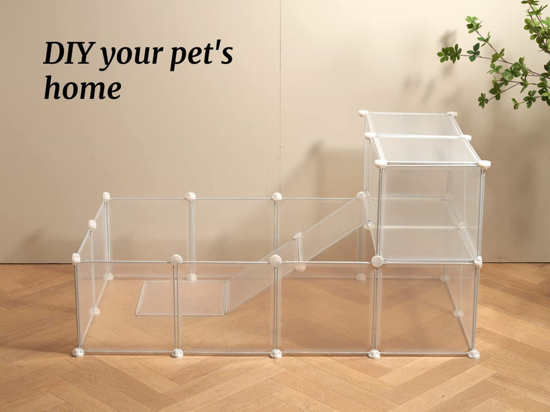 Transparent Animal Playpen - Small Pet Cage - for Guinea Pigs Dogs and Rabbits - 12 x 12 Panels