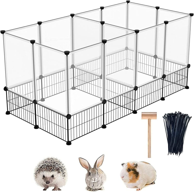 CAHOME Pet Playpen for Small Animals - DIY Exercise Fence and Cage for Guinea Pigs and Puppies Portable and Expandable 495L x 254W x 226H