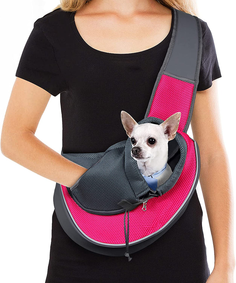 WOYYHO Pet Dog Sling Carrier - Adjustable Strap Zipper Opening for Small Dogs - Black