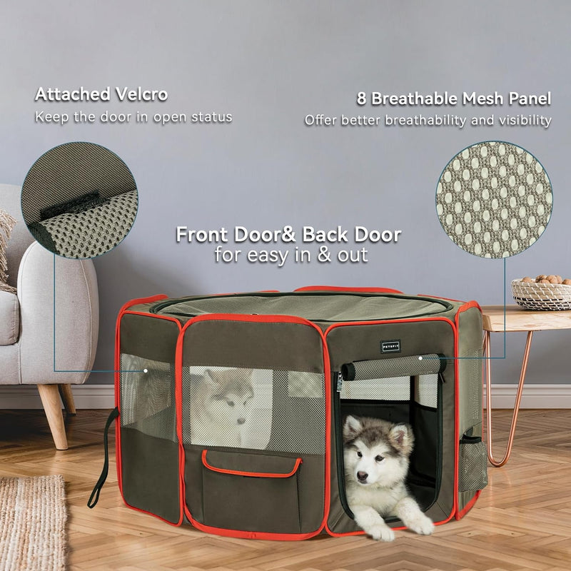 Large Portable Pet Playpen with Water Bottle Holder and Carrying Case - 455 for DogsCatsRabbitsChicks - IndoorOutdoor Use