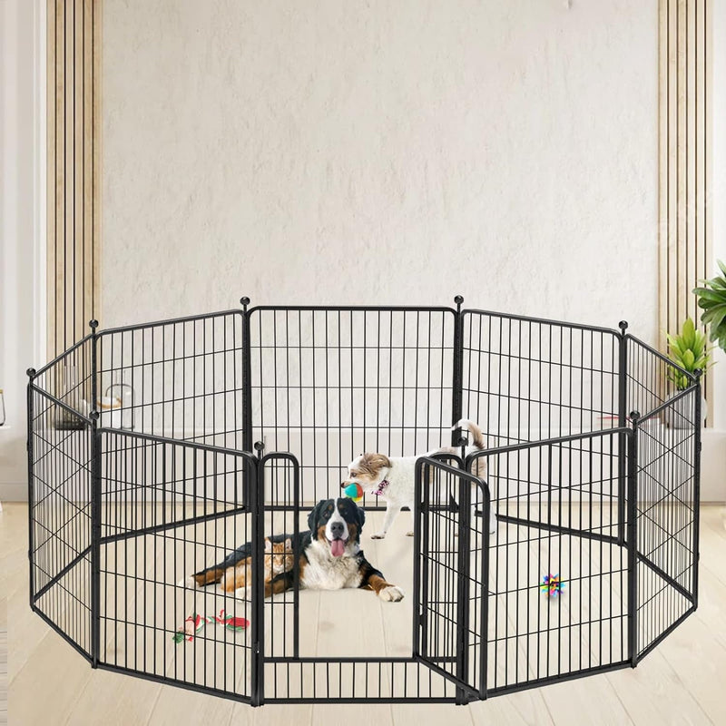 Heavy Duty Outdoor Dog Playpen with Gates - Metal Foldable 8 Panel Fence for LargeMediumSmall Pets - Portable and Ideal for RV Camping and Yard Use