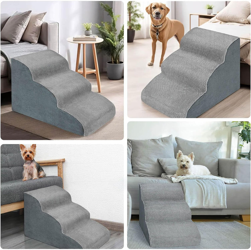 High Density Foam Dog Stairs Ramps - Non-Slip Pet Steps for Older Dogs with Joint Pain - Sofa Bed Ladder for Cats