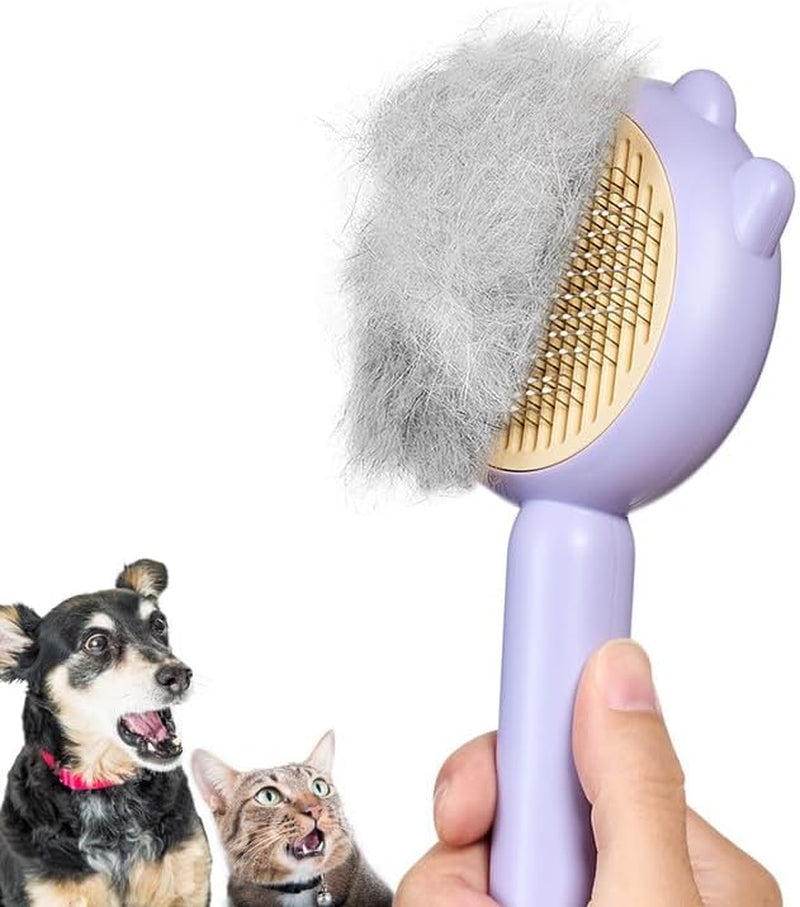 HICC GROOM! Pet Grooming Brush for Cats and Dogs, Self-Cleaning Sliker Brush for Removes Mats, Tangles, and Loose Hair, Shedding Brush for Short or Long Haired Cats/Dogs (Donut)